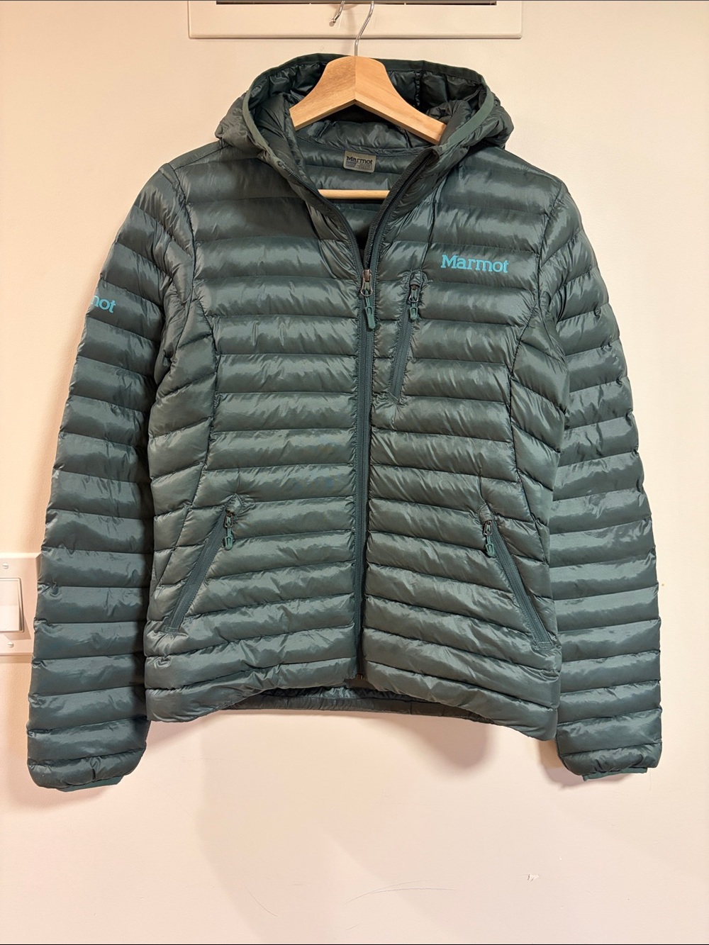 Marmot Women's Hooded Down Puffer Jacket - Slate Green